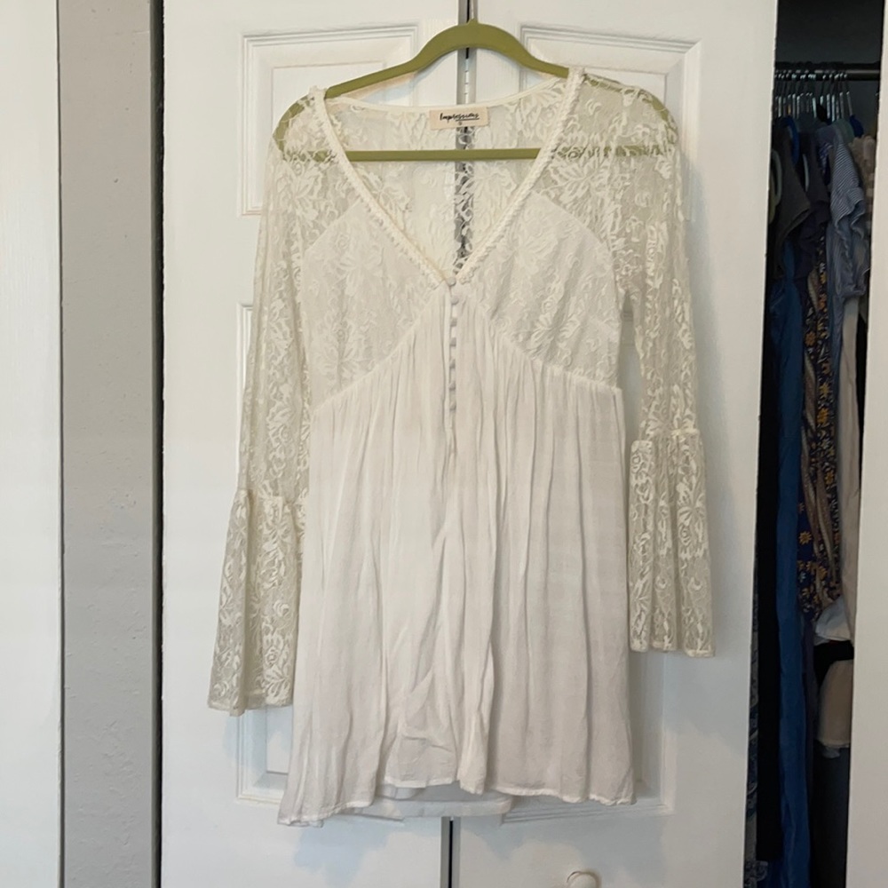 White bell sleeve dress